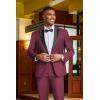 COOFANDY Mens Tuxedo Suit Set Slim Fit 2 Piece One Button Christmas Blazer Jacket Pants for Wedding,Dinner,Prom(Wine Red)