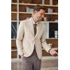 COOFANDY Mens Tweed Blazer Slim Fit Casual Sport Coat Two Button Knit Suit Jacket(Beige)