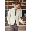 COOFANDY Mens Tweed Blazer Slim Fit Casual Sport Coat Two Button Knit Suit Jacket(White)