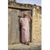 COOFANDY Men’s V-Neck Linen Robe Short Sleeve Kaftan Thobe Long Gown Casual Shirt for Beach, Summer(Dark Pink)