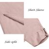 COOFANDY Men’s V-Neck Linen Robe Short Sleeve Kaftan Thobe Long Gown Casual Shirt for Beach, Summer(Dark Pink)