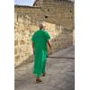 COOFANDY Men’s V-Neck Linen Robe Short Sleeve Kaftan Thobe Long Gown Casual Shirt for Beach, Summer(Deep Green)
