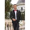 COOFANDY Men’s Velvet Tuxedo Floral Blazer Jacket One Button Shawl Lapel Suit Jacket for Dinner Prom Party Wedding(A_black)