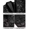 COOFANDY Men’s Velvet Tuxedo Floral Blazer Jacket One Button Shawl Lapel Suit Jacket for Dinner Prom Party Wedding(A_black)