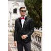 COOFANDY Men’s Velvet Tuxedo Floral Blazer Jacket One Button Shawl Lapel Suit Jacket for Dinner Prom Party Wedding(A_black)