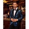 COOFANDY Men’s Velvet Tuxedo Floral Blazer Jacket One Button Shawl Lapel Suit Jacket for Dinner Prom Party Wedding(Blue)