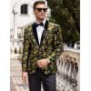 COOFANDY Men’s Velvet Tuxedo Floral Blazer Jacket One Button Shawl Lapel Suit Jacket for Dinner Prom Party Wedding(Golden)