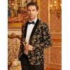 COOFANDY Men’s Velvet Tuxedo Floral Blazer Jacket One Button Shawl Lapel Suit Jacket for Dinner Prom Party Wedding(Golden)