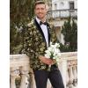 COOFANDY Men’s Velvet Tuxedo Floral Blazer Jacket One Button Shawl Lapel Suit Jacket for Dinner Prom Party Wedding(Golden)