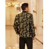COOFANDY Men’s Velvet Tuxedo Floral Blazer Jacket One Button Shawl Lapel Suit Jacket for Dinner Prom Party Wedding(Golden)