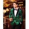 COOFANDY Men’s Velvet Tuxedo Floral Blazer Jacket One Button Shawl Lapel Suit Jacket for Dinner Prom Party Wedding(Green)