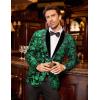 COOFANDY Men’s Velvet Tuxedo Floral Blazer Jacket One Button Shawl Lapel Suit Jacket for Dinner Prom Party Wedding(Green)