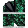 COOFANDY Men’s Velvet Tuxedo Floral Blazer Jacket One Button Shawl Lapel Suit Jacket for Dinner Prom Party Wedding(Green)