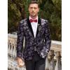 COOFANDY Men’s Velvet Tuxedo Floral Blazer Jacket One Button Shawl Lapel Suit Jacket for Dinner Prom Party Wedding(Purple)