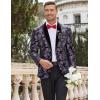 COOFANDY Men’s Velvet Tuxedo Floral Blazer Jacket One Button Shawl Lapel Suit Jacket for Dinner Prom Party Wedding(Purple)