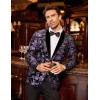COOFANDY Men’s Velvet Tuxedo Floral Blazer Jacket One Button Shawl Lapel Suit Jacket for Dinner Prom Party Wedding(Purple)