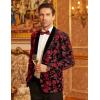 COOFANDY Men’s Velvet Tuxedo Floral Blazer Jacket One Button Shawl Lapel Suit Jacket for Dinner Prom Party Wedding(Red)