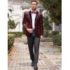 COOFANDY Men’s Velvet Tuxedo Floral Blazer Jacket One Button Shawl Lapel Suit Jacket for Dinner Prom Party Wedding(Red)
