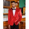COOFANDY Men’s Velvet Tuxedo Floral Blazer Jacket One Button Shawl Lapel Suit Jacket for Dinner Prom Party Wedding(Red(solid))