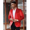 COOFANDY Men’s Velvet Tuxedo Floral Blazer Jacket One Button Shawl Lapel Suit Jacket for Dinner Prom Party Wedding(Red(solid))