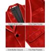 COOFANDY Men’s Velvet Tuxedo Floral Blazer Jacket One Button Shawl Lapel Suit Jacket for Dinner Prom Party Wedding(Red(solid))