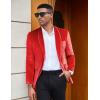 COOFANDY Men’s Velvet Tuxedo Floral Blazer Jacket One Button Shawl Lapel Suit Jacket for Dinner Prom Party Wedding(Red(solid))