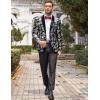 COOFANDY Men’s Velvet Tuxedo Floral Blazer Jacket One Button Shawl Lapel Suit Jacket for Dinner Prom Party Wedding(Silver)