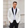 COOFANDY Men’s Velvet Tuxedo Floral Blazer Jacket One Button Shawl Lapel Suit Jacket for Dinner Prom Party Wedding(White)
