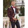 COOFANDY Men’s Velvet Tuxedo Floral Blazer Jacket One Button Shawl Lapel Suit Jacket for Dinner Prom Party Wedding(Wine Red)