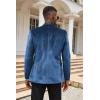 COOFANDY Men’s Velvet Tuxedo One Button Jacket Dinner Prom Wedding Blazer Jacket(Blue)