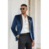 COOFANDY Men’s Velvet Tuxedo One Button Jacket Dinner Prom Wedding Blazer Jacket(Blue)