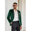 COOFANDY Men’s Velvet Tuxedo One Button Jacket Dinner Prom Wedding Blazer Jacket(Lack Green)
