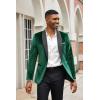 COOFANDY Men’s Velvet Tuxedo One Button Jacket Dinner Prom Wedding Blazer Jacket(Lack Green)