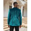 COOFANDY Men’s Velvet Tuxedo One Button Jacket Dinner Prom Wedding Blazer Jacket(Light Blue)
