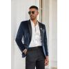 COOFANDY Men’s Velvet Tuxedo One Button Jacket Dinner Prom Wedding Blazer Jacket(Navy Blue)