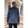 COOFANDY Men’s Velvet Tuxedo One Button Jacket Dinner Prom Wedding Blazer Jacket(Navy Blue)