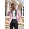 COOFANDY Men’s Velvet Tuxedo One Button Jacket Dinner Prom Wedding Blazer Jacket(Pink)