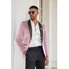 COOFANDY Men’s Velvet Tuxedo One Button Jacket Dinner Prom Wedding Blazer Jacket(Pink)