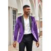 COOFANDY Men’s Velvet Tuxedo One Button Jacket Dinner Prom Wedding Blazer Jacket(Purple)