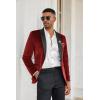 COOFANDY Men’s Velvet Tuxedo One Button Jacket Dinner Prom Wedding Blazer Jacket(Red)