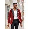 COOFANDY Men’s Velvet Tuxedo One Button Jacket Dinner Prom Wedding Blazer Jacket(Red)