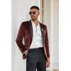 COOFANDY Men’s Velvet Tuxedo One Button Jacket Dinner Prom Wedding Blazer Jacket(Wine Red)