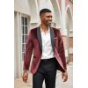 COOFANDY Men’s Velvet Tuxedo One Button Jacket Dinner Prom Wedding Blazer Jacket(Wine Red)