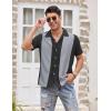 COOFANDY Men’s Vintage Bowling Shirt Short Sleeve Button Down Summer Cuba Beach Shirts(Black Dark Gray)