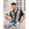 COOFANDY Men’s Vintage Bowling Shirt Short Sleeve Button Down Summer Cuba Beach Shirts(Black Dark Gray)