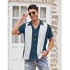 COOFANDY Men’s Vintage Bowling Shirt Short Sleeve Button Down Summer Cuba Beach Shirts(Blue White)