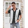 COOFANDY Men’s Vintage Bowling Shirt Short Sleeve Button Down Summer Cuba Beach Shirts(Bowling Black White)