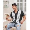 COOFANDY Men’s Vintage Bowling Shirt Short Sleeve Button Down Summer Cuba Beach Shirts(Bowling Black White)