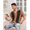 COOFANDY Men’s Vintage Bowling Shirt Short Sleeve Button Down Summer Cuba Beach Shirts(Brown Black)
