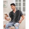 COOFANDY Men’s Vintage Bowling Shirt Short Sleeve Button Down Summer Cuba Beach Shirts(Dark Gray Black)